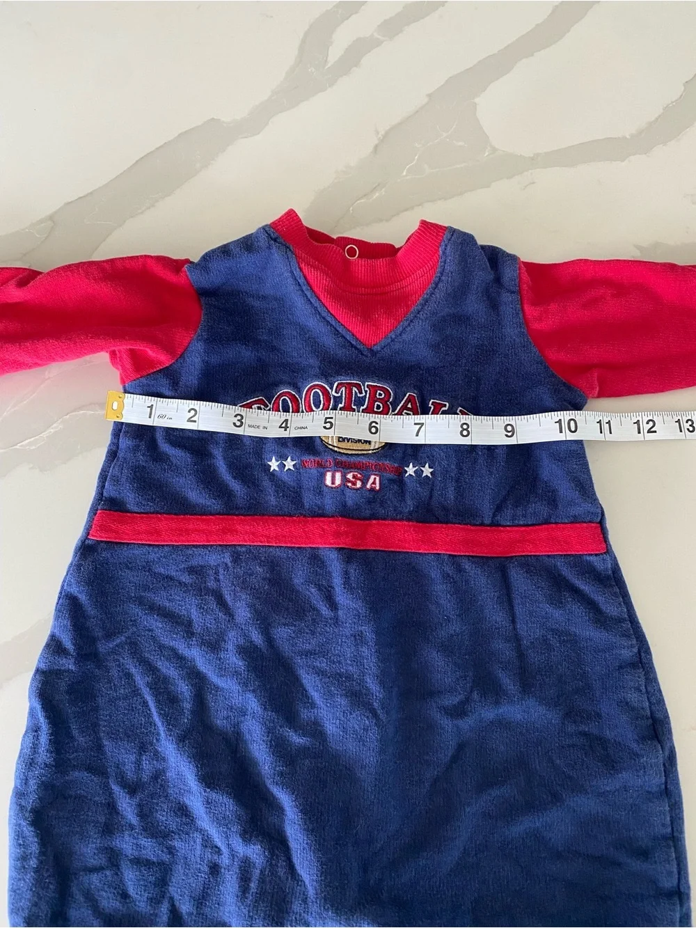VTG 80’s 90’s Little Me 6 Months USA 100% cotton Football Embroidered Romper - Picture 7 of 10